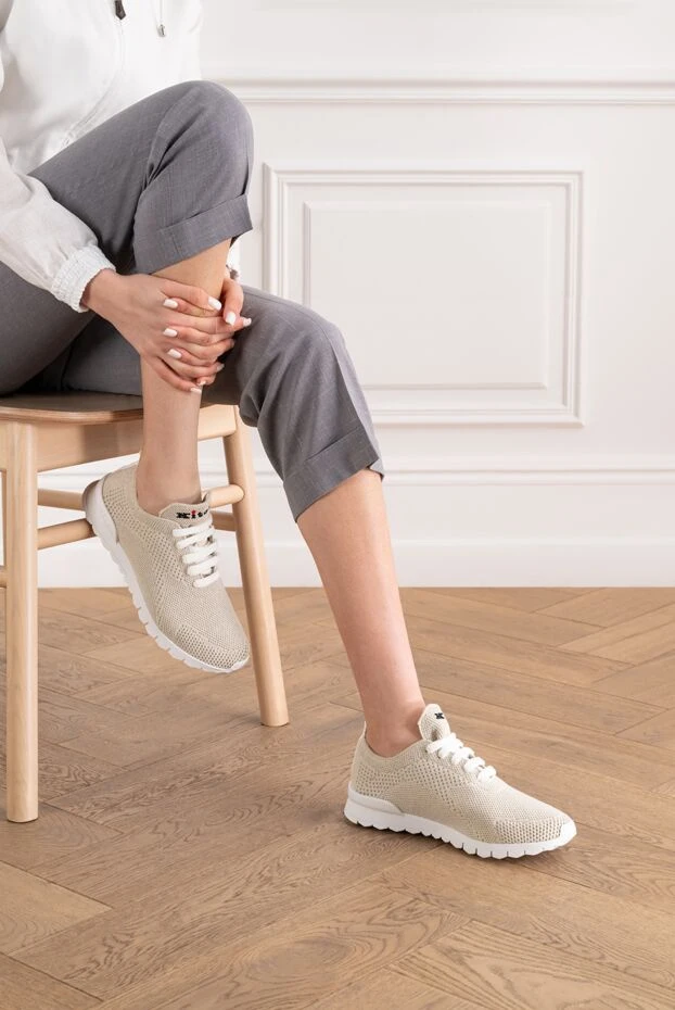 Kiton textile sneakers made of cotton jersey in beige color 194705 - photo 3