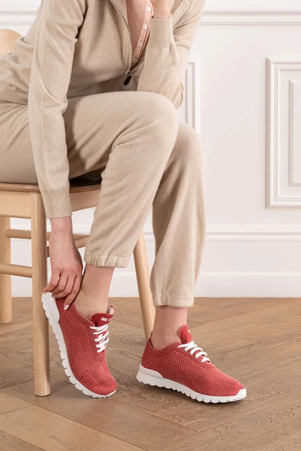 Kiton terracotta pink sneakers with a contrasting ultra-light sole and snow-white laces 194706 - photo 3