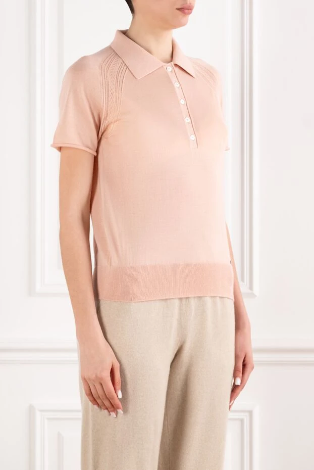 Kiton женское трикотажное поло в нежном персиковом оттенке 194712 - фото 3