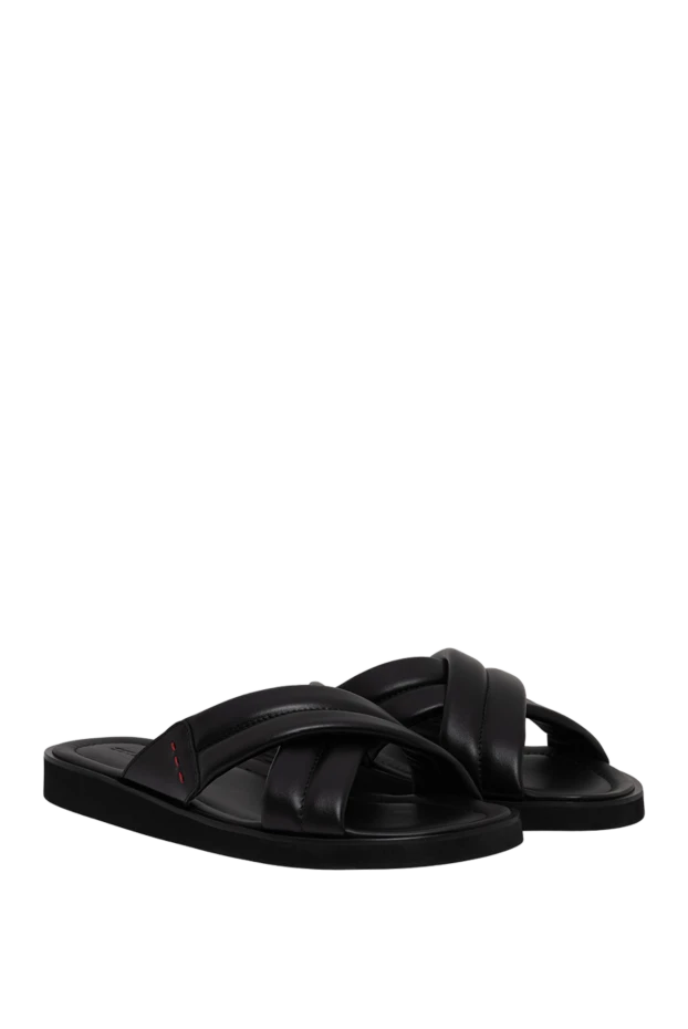 Kiton men's leather cross-strap slides 194714 - photo 3