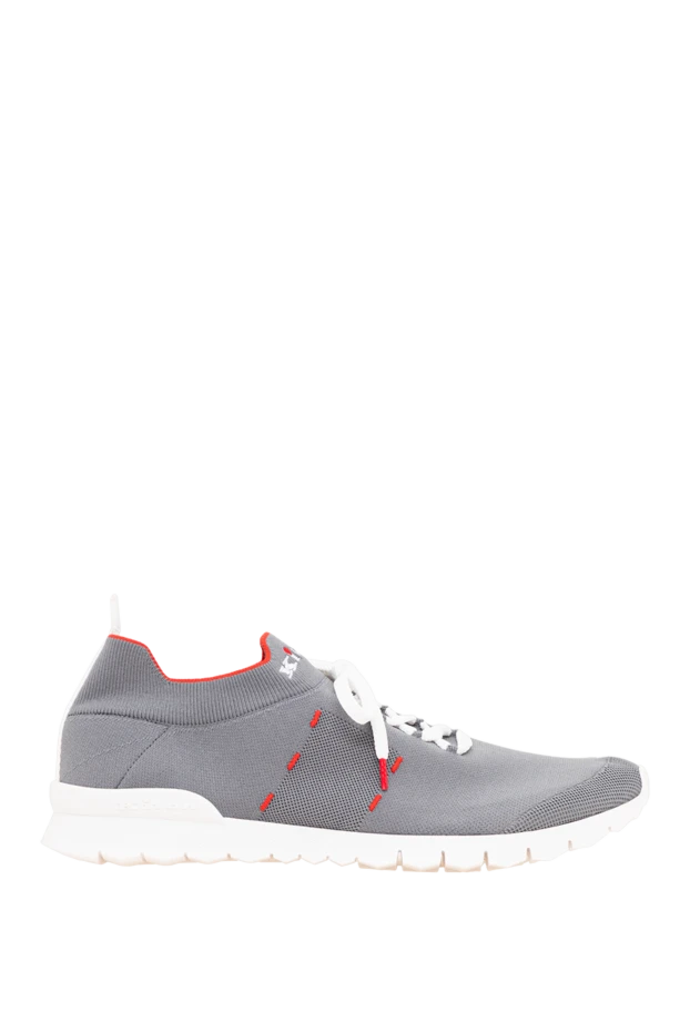 Kiton gray knit sock sneakers with red trim 194724 - photo 1