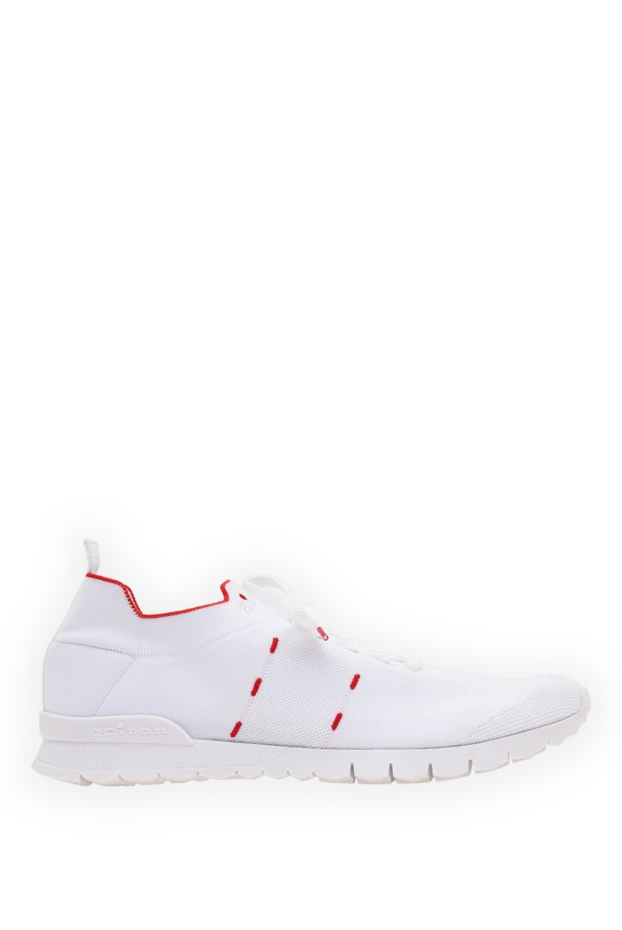 Kiton white textile sock sneakers with red piping and decorative stitching 194725 - photo 1