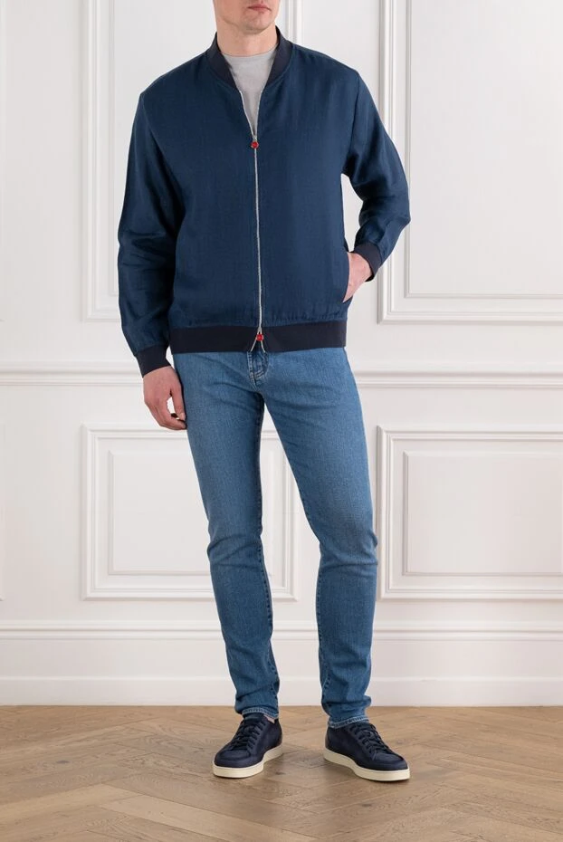 Kiton мужская легкая куртка-бомбер из дышащего льна с фактурным плетением 194727 - фото 3