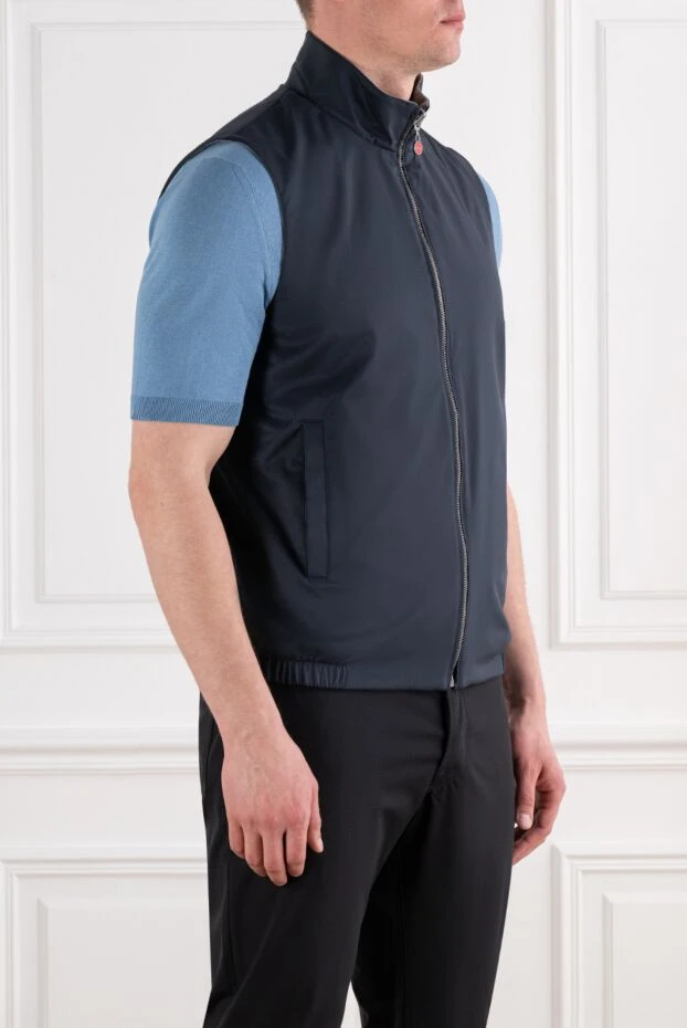 Kiton blue men's vest with branded round zipper pull 194732 - photo 3