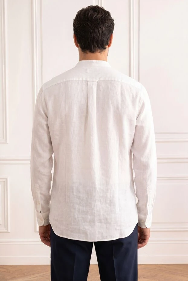 Men's white linen shirt with a stand-up collar - photo 2