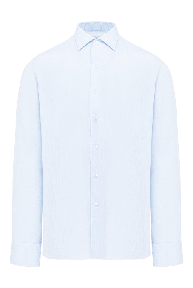 Sky blue linen shirt with a stylish Italian collar - photo 1