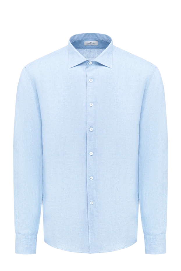 Men's light blue linen shirt with a classic fit - photo 1