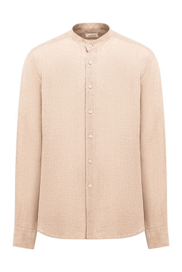 Beige linen shirt with a stand-up collar - photo 1
