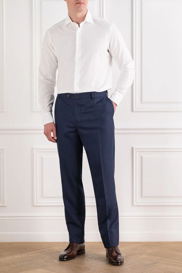 Men's white cotton shirt with a classic fitted cut - photo 2