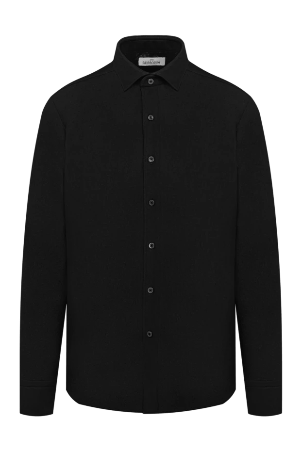 Men's black cotton slim-fit shirt - photo 1