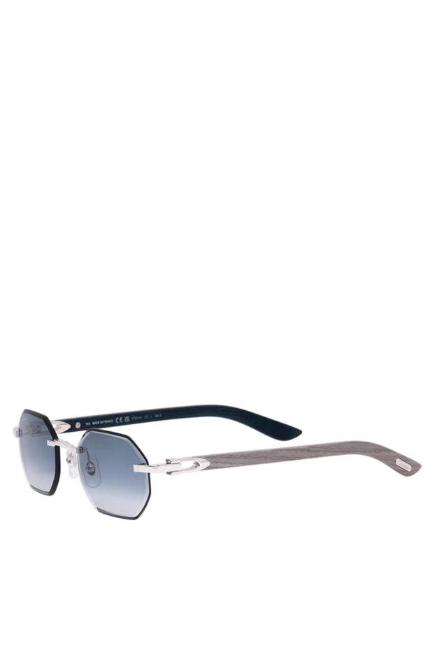 Cartier солнцезащитные очки геометрической формы без оправы с серыми деревянными дужками 194764 - фото 2