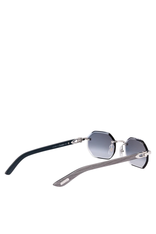 Cartier солнцезащитные очки геометрической формы без оправы с серыми деревянными дужками 194764 - фото 3
