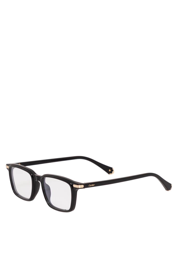 Cartier черные прямоугольные оптические очки из плотного ацетата с тонкими золотыми плакетками 194799 - фото 3