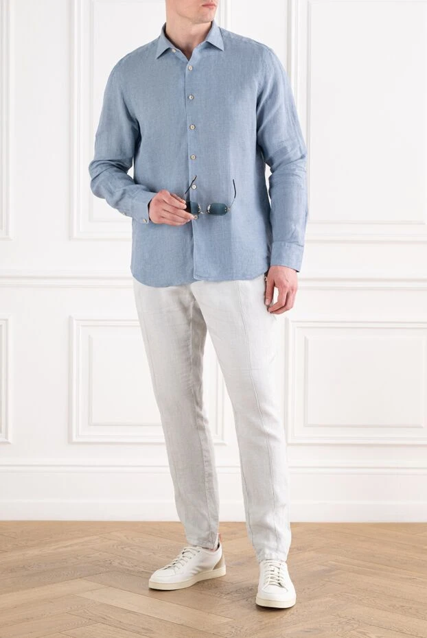 Limitato men's light gray linen trousers with zip pockets 194803 - photo 1