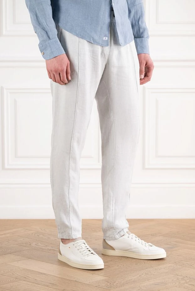 Limitato men's light gray linen trousers with zip pockets 194803 - photo 3