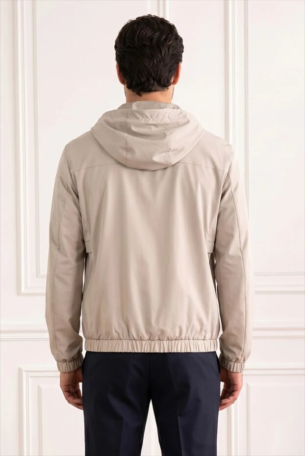 Light beige lightweight windbreaker with a drawstring hood - photo 2