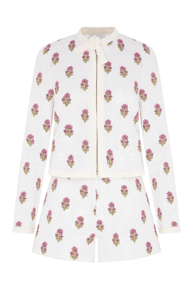 Giambattista Valli блестящий костюм из жакета на молнии и шорт с цветочной вышивкой 194822 - фото 1