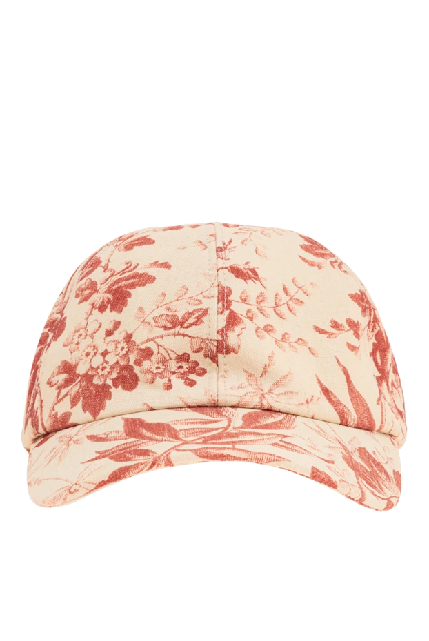 Gucci бейсболка из бежевой ткани с цветочным принтом herbarium 194825 - фото 1