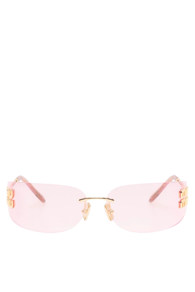 Miu Miu қызғылт линзалары және әсерлі алтын логотипі бар жеңіл, жиексіз күннен қорғайтын көзілдірік 194828 - фото 1