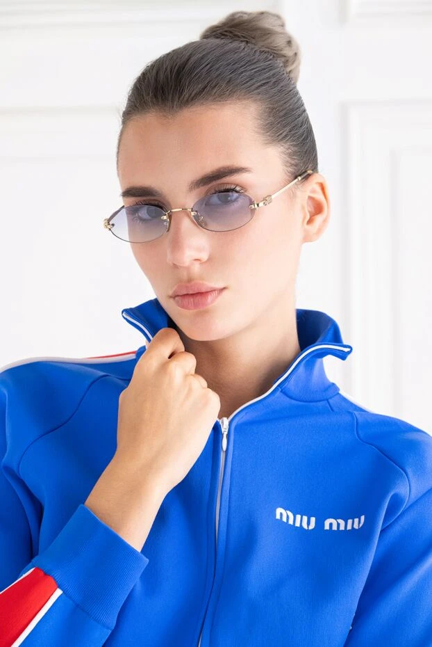 Miu Miu сұр-көк градиентті сопақша жиексіз күннен қорғайтын көзілдірік 194851 - фото 2