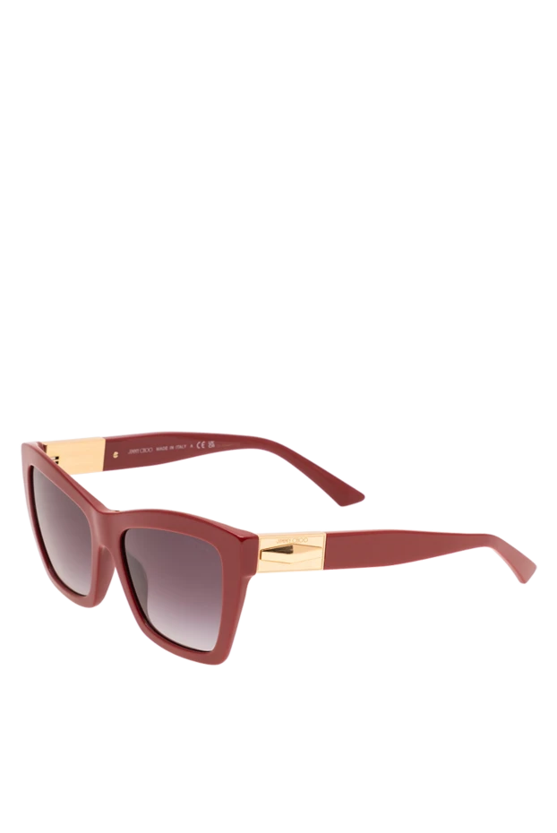 Jimmy Choo крупные бордовые очки формы «кошачий глаз» с золотыми вставками 194860 - фото 3