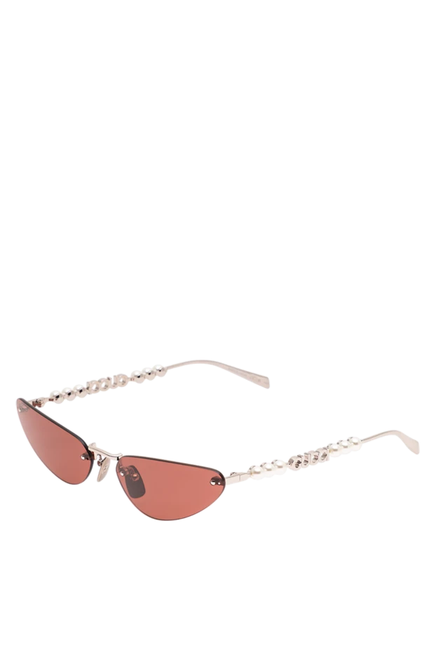 Gucci солнцезащитные очки с серебристой оправой и розовыми линзами 194875 - фото 3