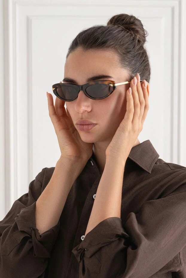 Bottega Veneta tortoiseshell cat eye sunglasses with gold temples 194879 - photo 2