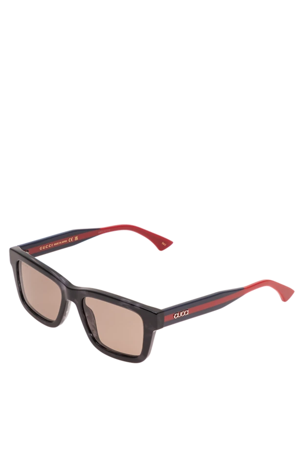 Gucci прямоугольные графитовые очки с культовой лентой web 194911 - фото 3