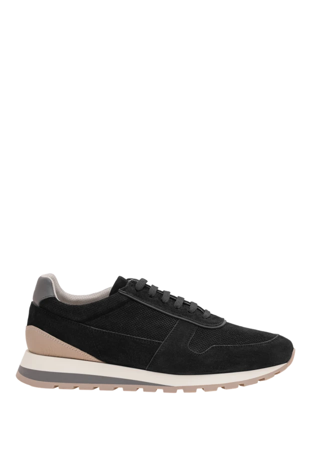 Men's navy blue perforated suede runners - photo 1