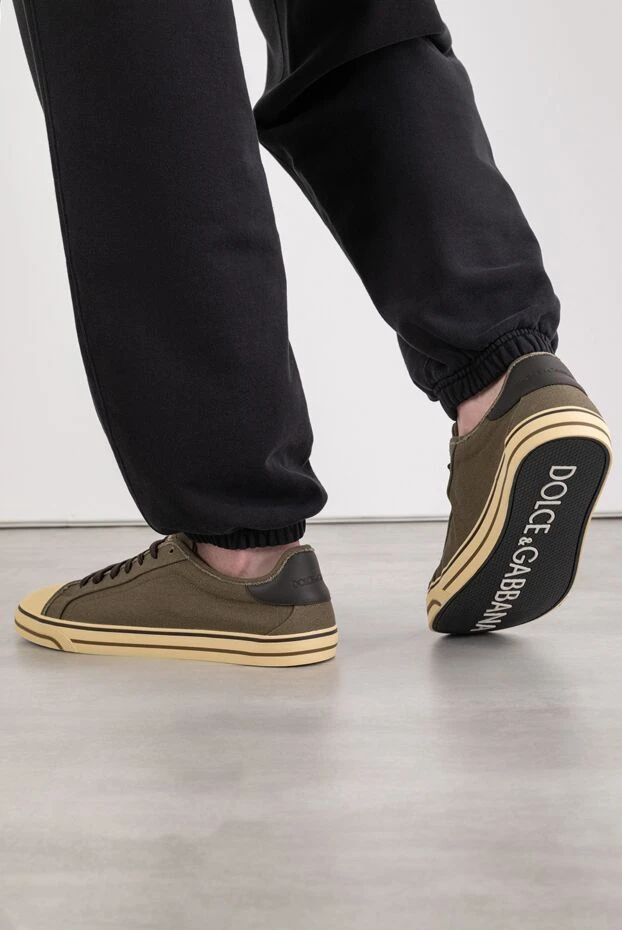 Dolce & Gabbana khaki-colored textile sneakers with a contrasting toe 195002 - photo 2