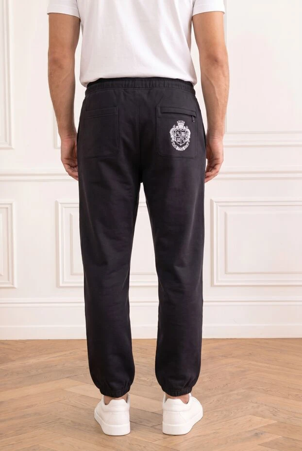 Dolce & Gabbana men's black cotton track pants with branded crest 195004 - photo 2