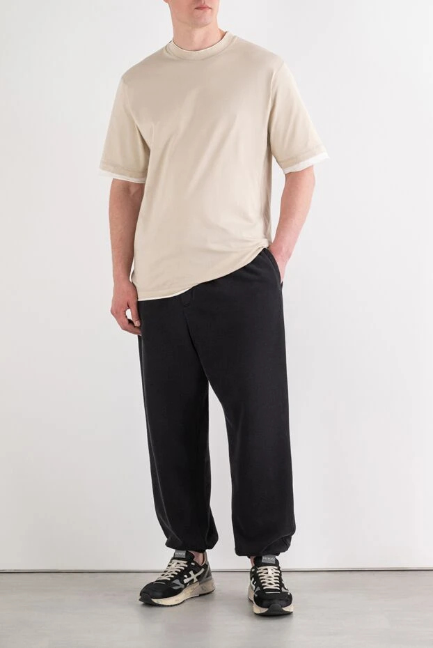 Dolce & Gabbana men's black cotton track pants with branded crest 195004 - photo 3