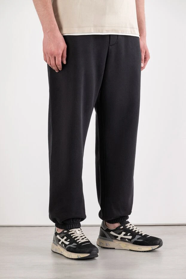Dolce & Gabbana men's black cotton track pants with branded crest 195004 - photo 3