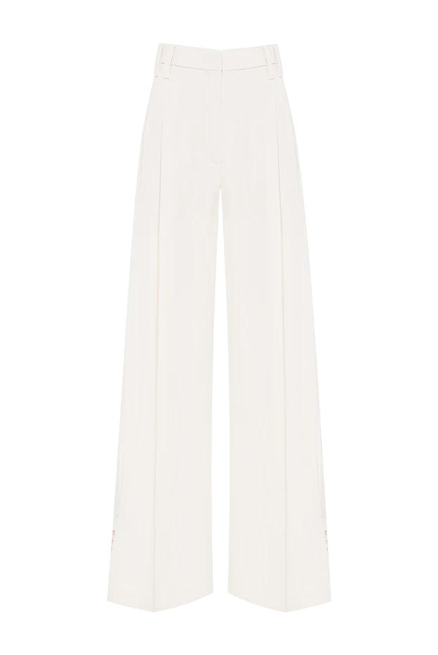 Brunello Cucinelli women's white wide-leg trousers made of viscose and linen 195012 - photo 1