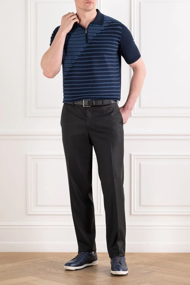 Men's classic wool trousers in deep black - photo 2