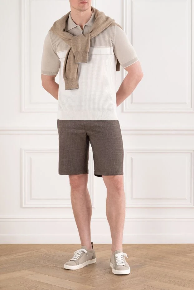 Men's brown linen drawstring bermuda shorts - photo 2