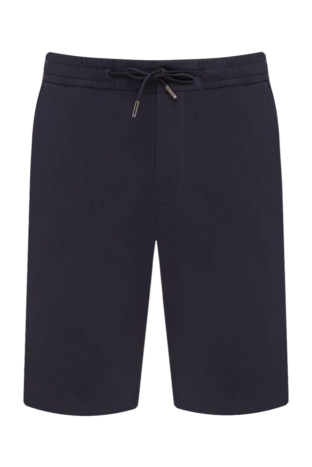 Men's dark blue smooth drawstring bermuda shorts - photo 1