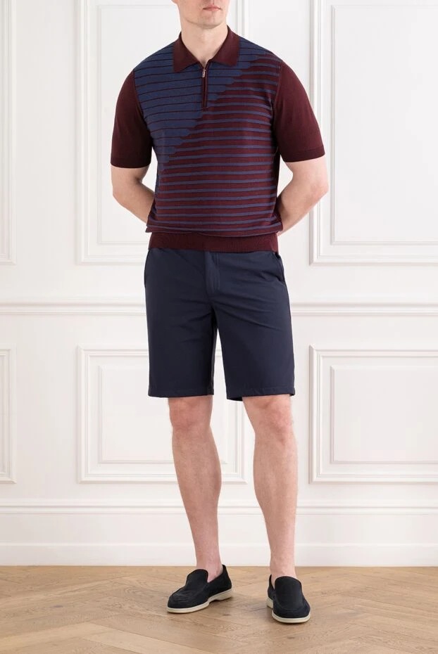 Men's dark blue smooth drawstring bermuda shorts - photo 2