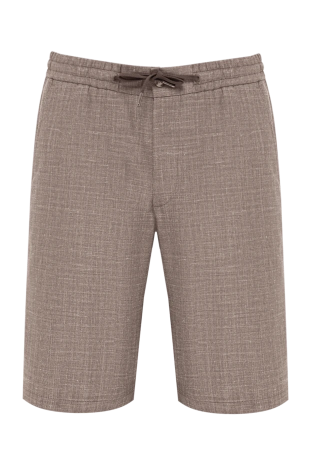 Men's brown Bermuda shorts with a melange texture - photo 1