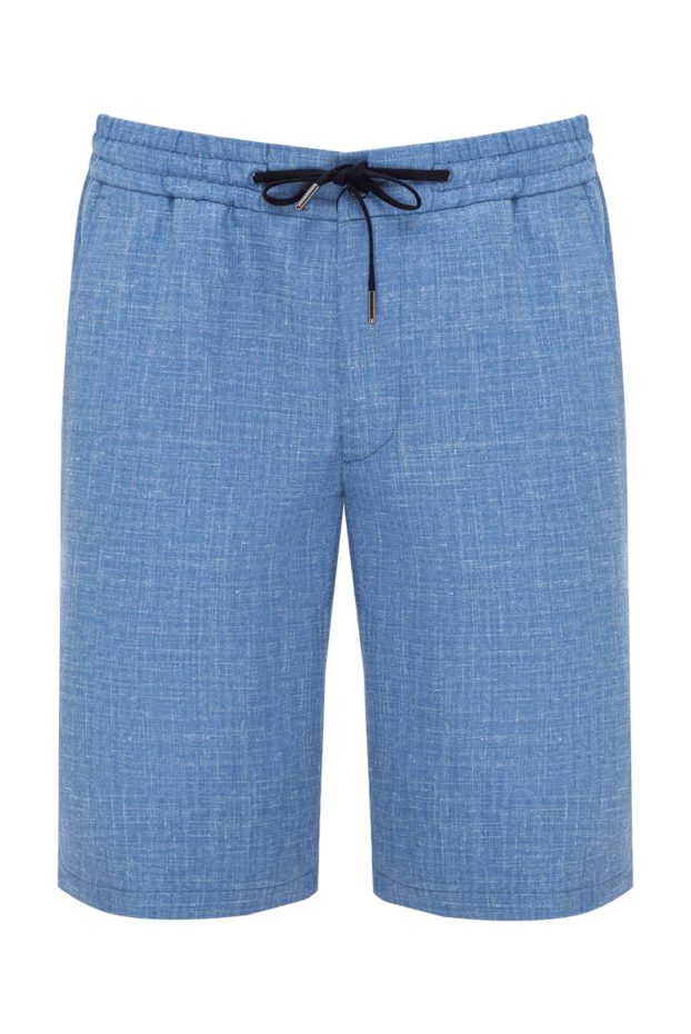 Men's light blue Bermuda shorts with a melange texture - photo 1
