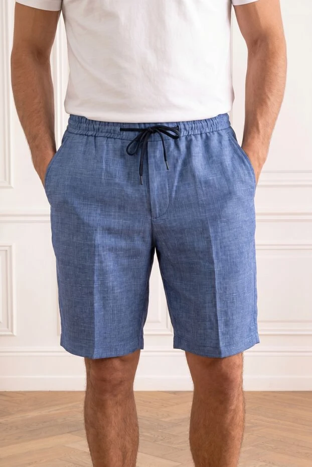 Men's light blue Bermuda shorts with a melange texture - photo 2