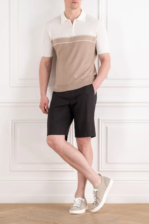 Men's textured summer Bermuda shorts in deep black - photo 2