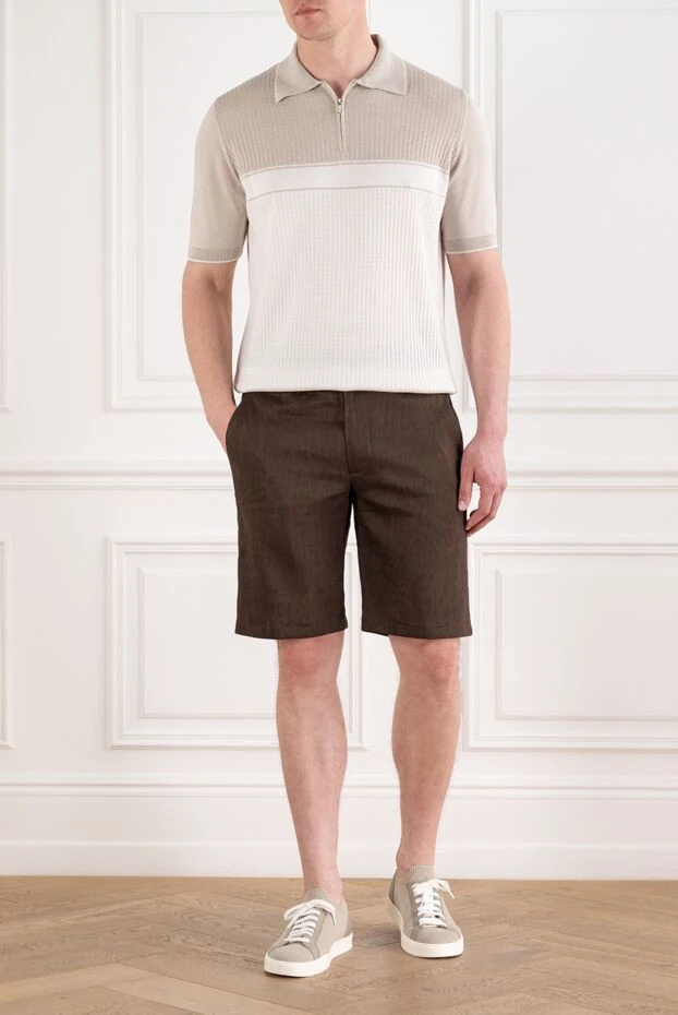 Cesare di Napoli men's coffee-colored bermuda shorts made of textured fabric 195055 - photo 2