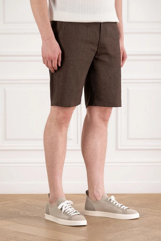 Cesare di Napoli men's coffee-colored bermuda shorts made of textured fabric 195055 - photo 3
