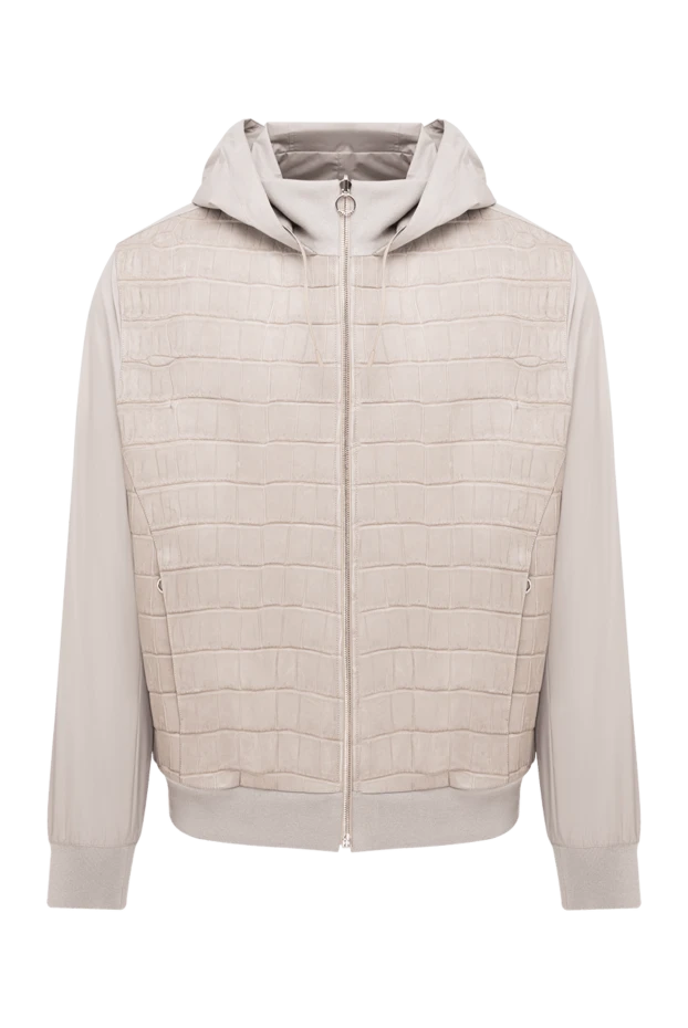 Combination bomber jacket with crocodile skin front panel - photo 1