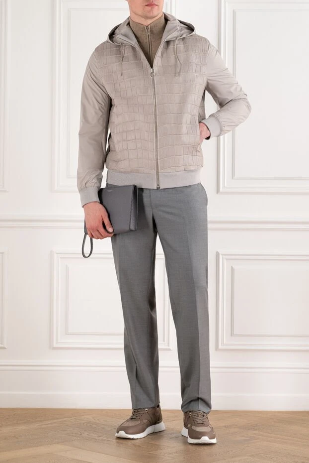 Combination bomber jacket with crocodile skin front panel - photo 2