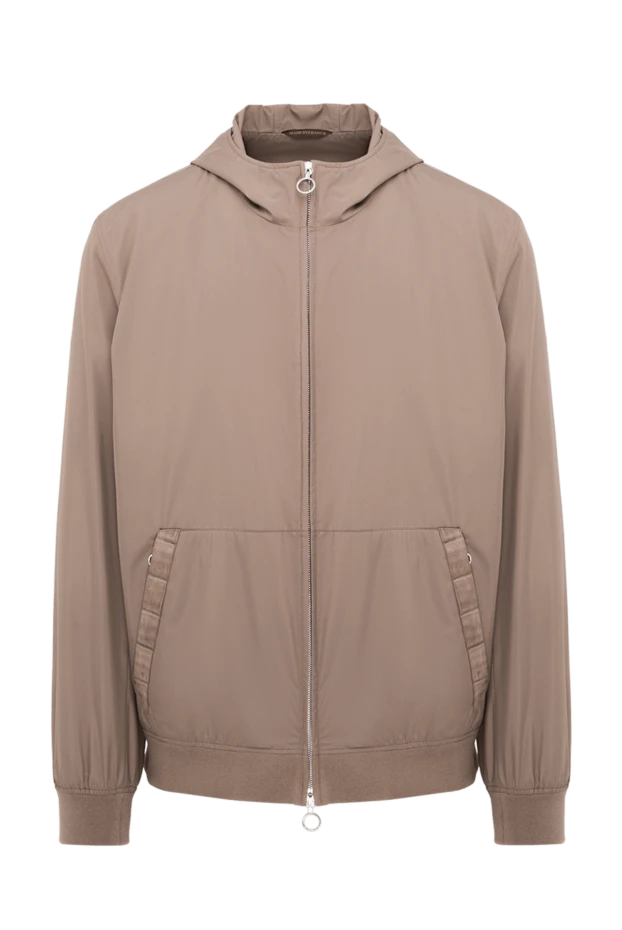 A beige bomber jacket with a hood in a laconic design - photo 1