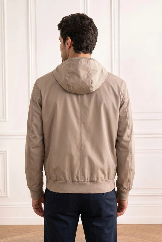 A beige bomber jacket with a hood in a laconic design - photo 2