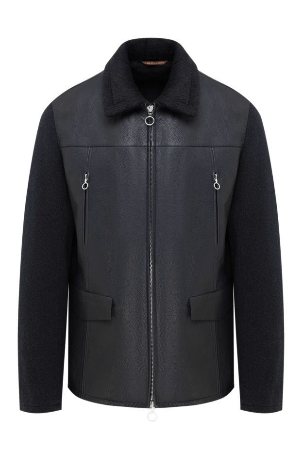 Men's combination fur-lined jacket with a turn-down collar - photo 1