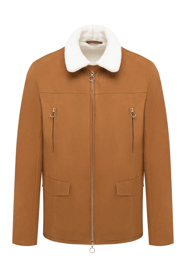 Men's suede jacket with fur and contrast collar - photo 1